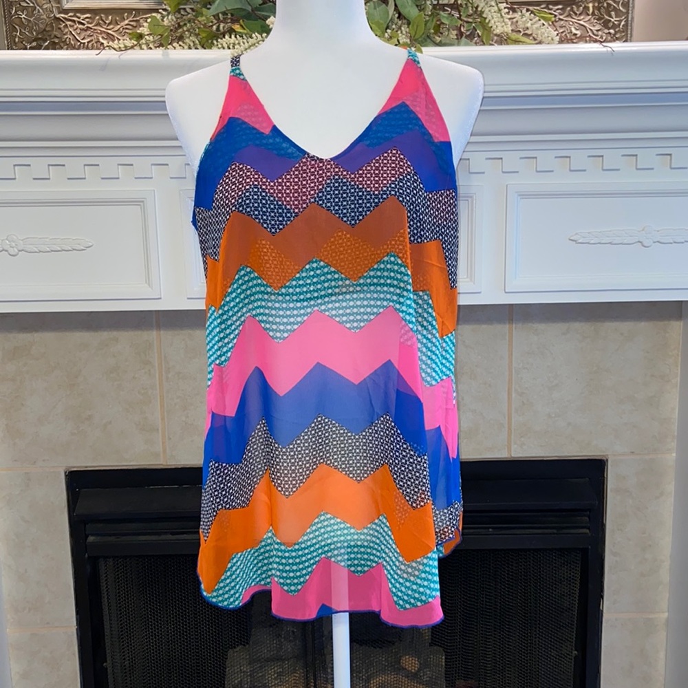 R•Rouge Rainbow Chevron Striped Top